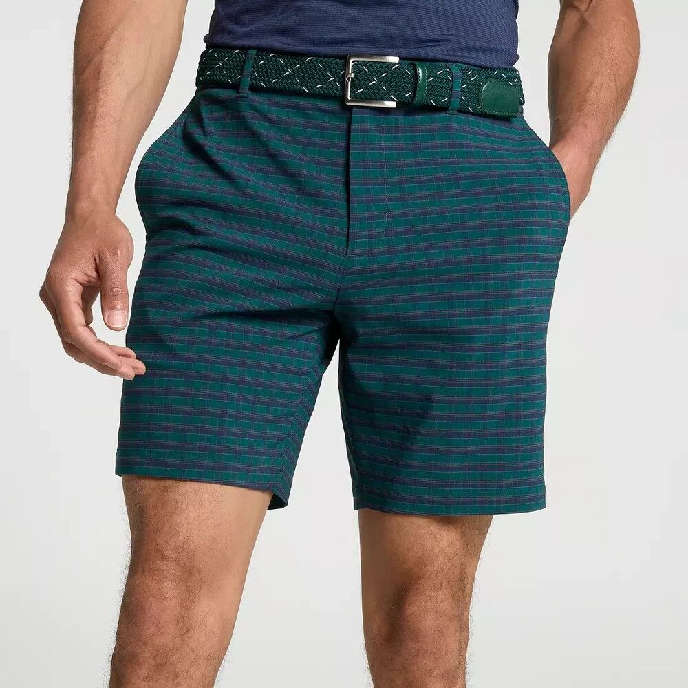 Walter Hagen Performance 11 Golf Shorts Size 42 Green Plaid Stretch Lightweight